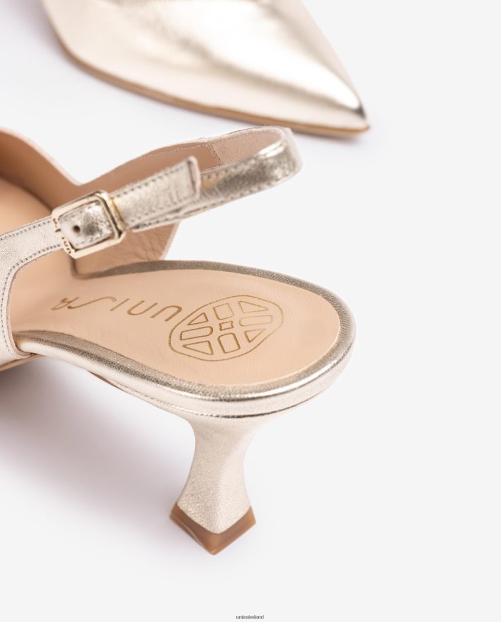 Gold 80842D502 Women Unisa D\'Orsay ankle strap sling back shoe with a painted heel