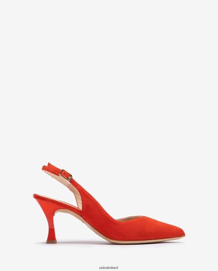 Red 80842D511 Women Unisa D'Orsay ankle strap sling back shoe with a painted heel