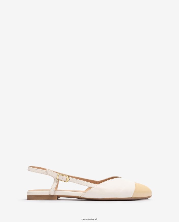 White 80842D494 Women Unisa Two-tone flat sling back shoe