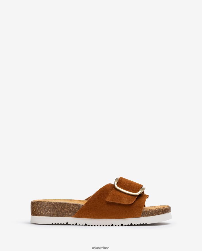 Brown 80842D325 Women Unisa Suede sandal with a buckle