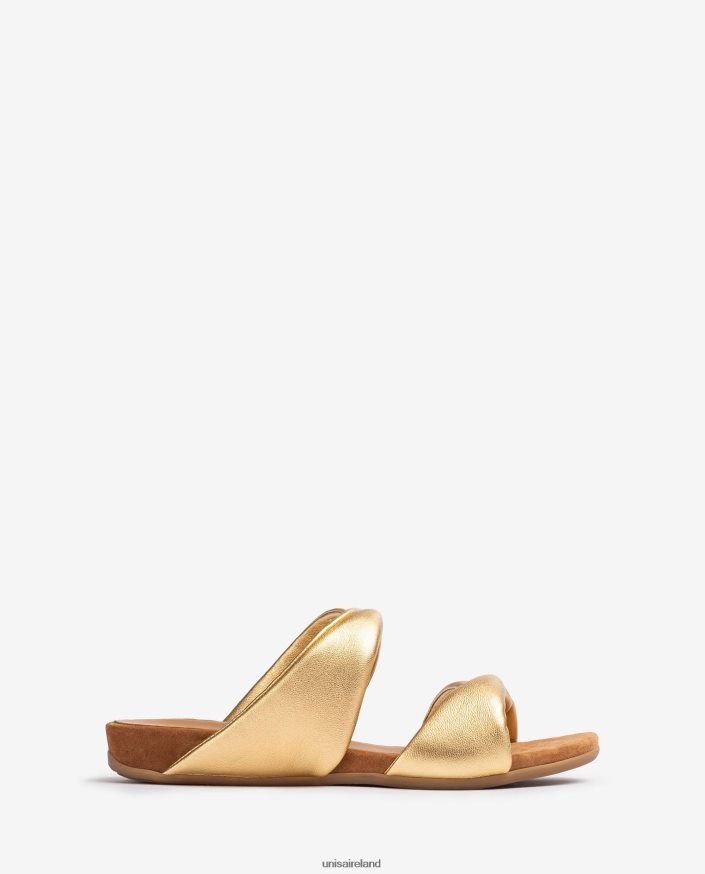 Graceful 80842D11 Women Unisa Flat metallic effect leather sandal