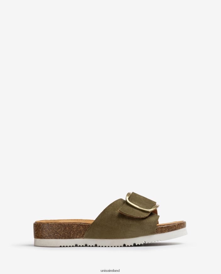 Green 80842D326 Women Unisa Suede sandal with a buckle