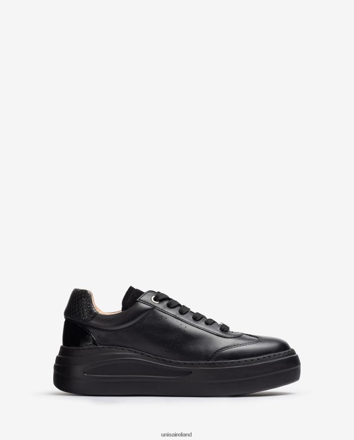 Black 80842D1292 Women Unisa Leather sports shoe with a maxi sole