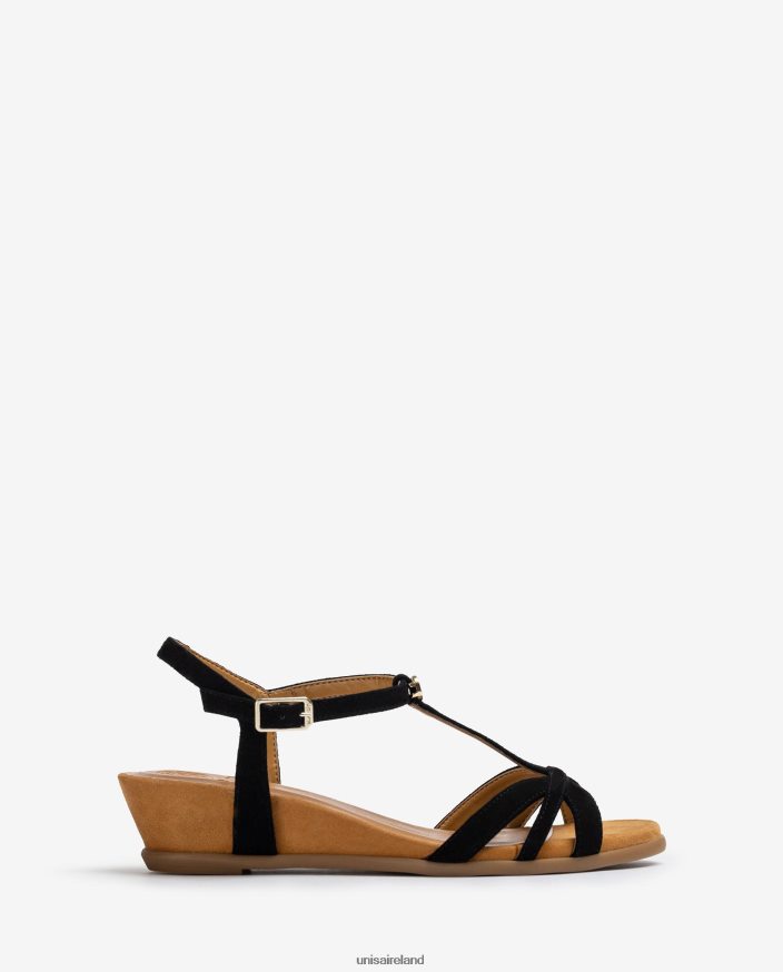 Black 80842D76 Women Unisa Strappy sandal with a wedge