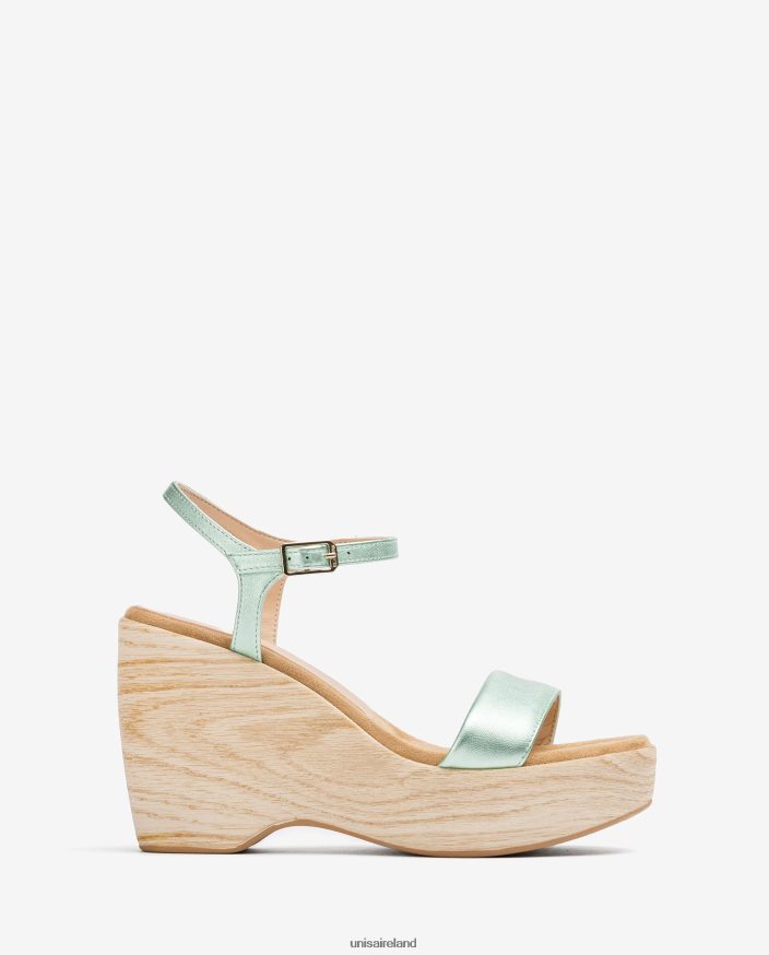 Blue 80842D280 Women Unisa Metallic effect sandal with a block