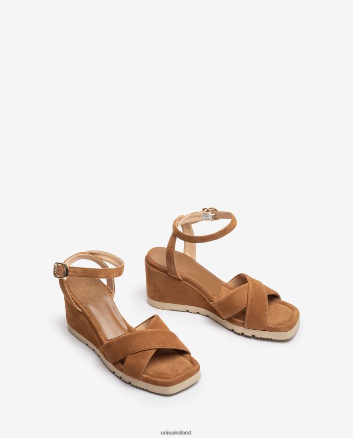Brown 80842D171 Women Unisa Sandal with a wedge heel and padded sole