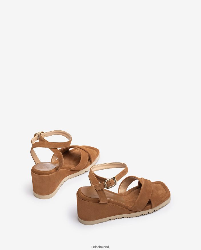 Brown 80842D171 Women Unisa Sandal with a wedge heel and padded sole