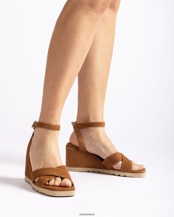Brown 80842D415 Women Unisa Sandal with a wedge heel and padded sole