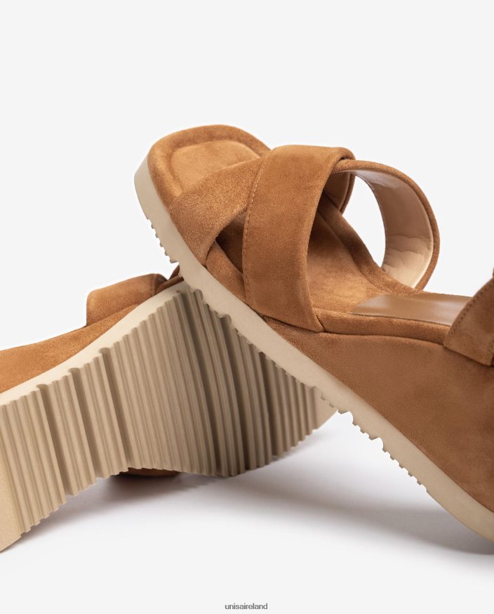 Brown 80842D415 Women Unisa Sandal with a wedge heel and padded sole