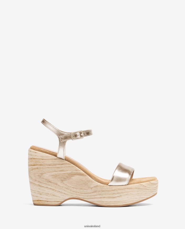 Gold 80842D281 Women Unisa Metallic effect sandal with a block