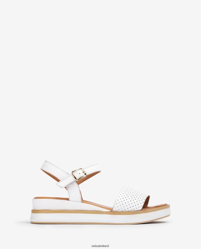 White 80842D140 Women Unisa Sandal with a sporty wedge